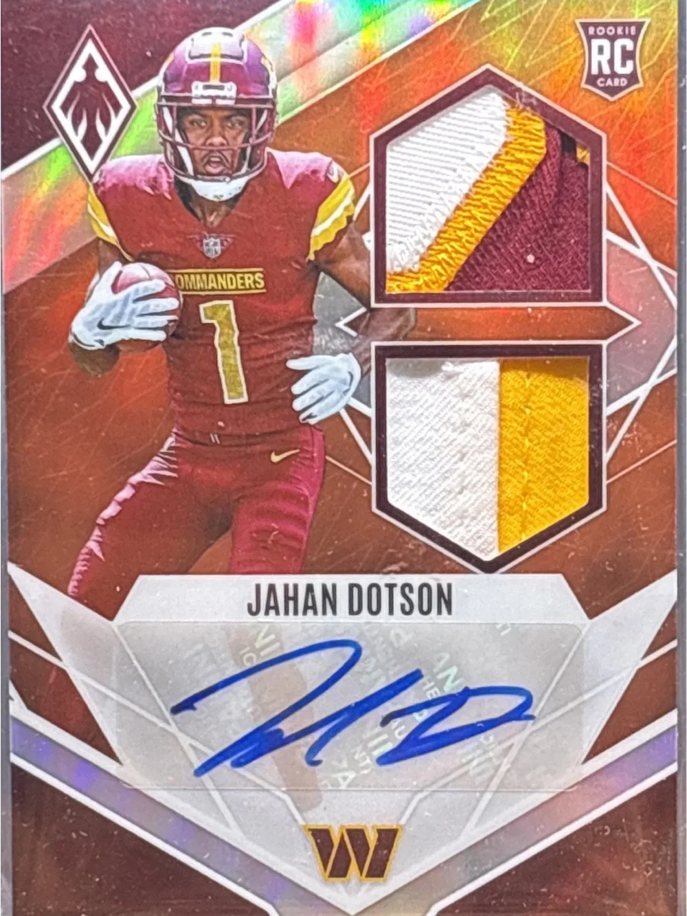 Panini Jahan Dotson Rookie Card - Auto, Memorabilia LE 19/125